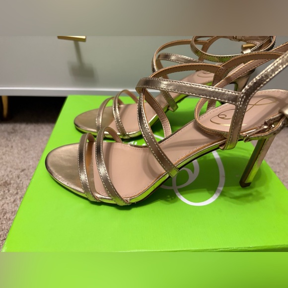 Sam Edelman Delanie Gold Leather Strappy Heels – Size 8.5 – NIB - Picture 2 of 6